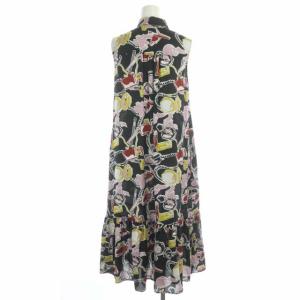Grace Class 22SS パフュームプリントシャツワンピース ロング フレア ノースリーブ 36 黒 マルチカラー ブラック