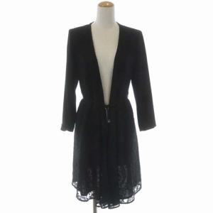 レースロングカーディガン トッパー 長袖 38 ブラック