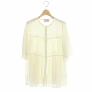 UBC P F/FRONT ティアードブラウス 七分袖 クルーネック フレアスリーブ F ホワイト