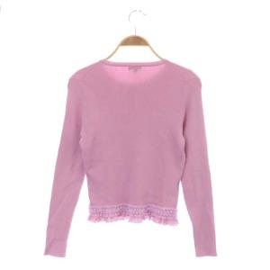 TOCCA レースフリルニットカーディガン リブ 長袖 M ピンク