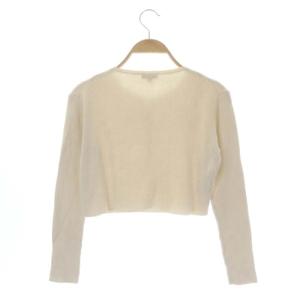 TOCCA フラワーボタンニットカーディガン リブ ショート 長袖 クルーネック シルク M ホワイト