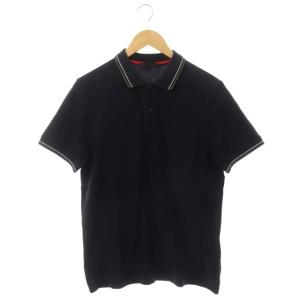 ポロシャツ カットソー 半袖 ライン 鹿の子 胸ポケット M ブラック グレー ホワイト