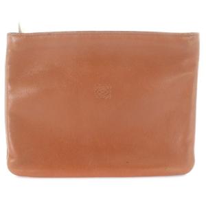 ポーチ ミニ レザー 小物入れ ロゴ 茶色 ブラウン