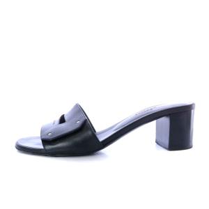 HERMES VERY ミュール サンダル チャンキーヒール レザー 37 ブラック