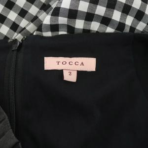 TOCCA COUS COUS ドレス ワンピース 膝丈 半袖 切替 ギンガムチェック 2 ブラック