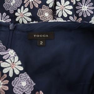 TOCCA COSMOS ドレス ワンピース 膝丈 半袖 刺しゅう チュール 2 ネイビー