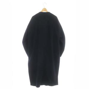 Deuxieme Classe Beaver ノーカラーオーバーコート アウター ロング ネイビー