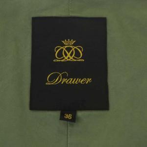 Drawer モッズコート ミリタリーコート 薄手 ミドル丈 ジップアップ 36 カーキ