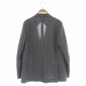 Drawer チョークストライプテーラードジャケット ダブル 背抜き 36 ライトグレー 白 ホワイト