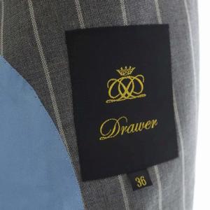 Drawer チョークストライプテーラードジャケット ダブル 背抜き 36 ライトグレー 白 ホワイト