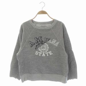 スイッチプリントデザインスウェット 長袖 クルーネック プルオーバー グレー