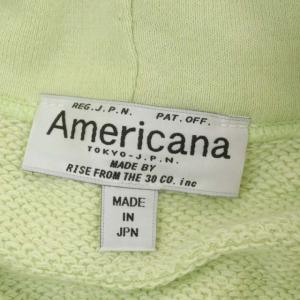 AMERICANA プルオーバーパーカー スウェット 長袖 フード ロゴ刺繍 ライトグリーン