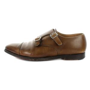 Crockett & Jones LOWNDES シューズ ダブルモンストラップ レザー 8.5 26.5cm 茶 ブラウン