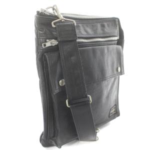PORTER ショルダーバッグ レザー ロゴ ブラック