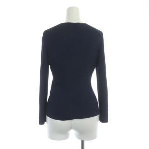 ANAYI アセテートポリエステルV カーディガン ニット 七分袖 リブ 38 ネイビー