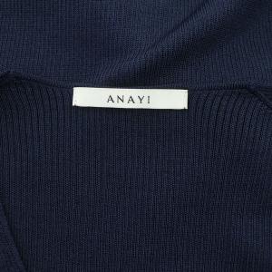 ANAYI アセテートポリエステルV カーディガン ニット 七分袖 リブ 38 ネイビー