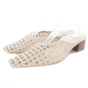 Ameri VINTAGE BRAID CURVE MULE ミュール スクエアトゥ ローヒール レザー メッシュ レザー L 24-24.5cm べージュ