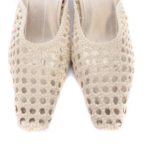 Ameri VINTAGE BRAID CURVE MULE ミュール スクエアトゥ ローヒール レザー メッシュ レザー L 24-24.5cm べージュ