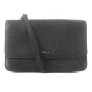 FURLA ショルダーウォレット リーヴァ ショルダーバッグ ロゴ レザー ブラック