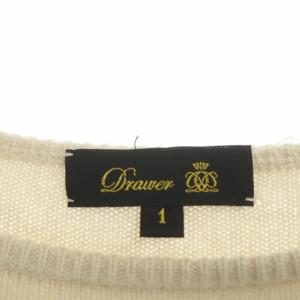 Drawer ニット セーター ボーダー カシミヤ ウール混 長袖 1 アイボリー ブラック