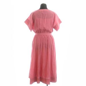 ANAYI 半袖 ワンピース フレア ロング ベルト付き 36 ピンク