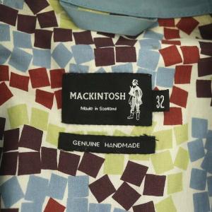 MACKINTOSH ゴム引きコート スプリングコート ロング ステンカラー 背抜き 32 ライトブルー