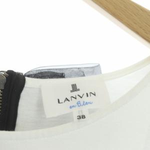 LANVIN en Bleu バックリボン ノースリーブ トップス カットソー チュール 38 白 ホワイト