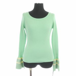 20SS バックリボンニットトップ カットソー リブ 長袖 プルオーバー 36 ライトグリーン