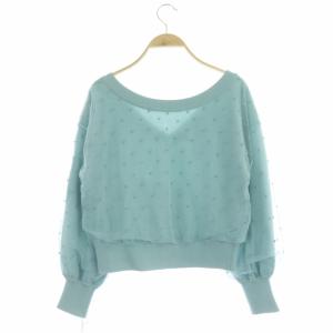 Diagram GRACE CONTINENTAL 20SS チュールニット カットソー 長袖 Vネック ドット プルオーバー 36 グリーン