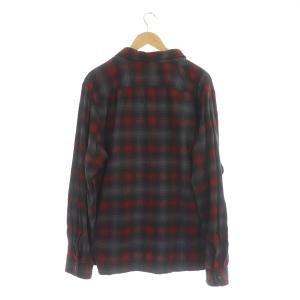 RRL ロンハーマン別注 オンブレーチェックオープンカラーネルシャツ 長袖 コットン XL 赤 レッド グレー