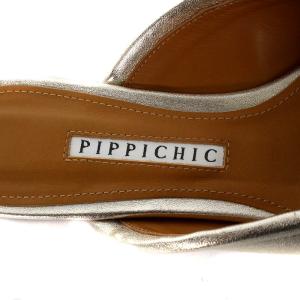 PIPPICHIC ミュール サンダル ポインテッドトゥ フラット レザー 37 24cm ゴールド色