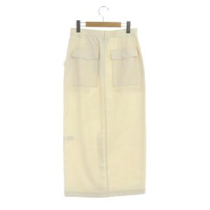UNITED ARROWS 22SS RAMIE/P ポケット タイトスカート W ロング ストレッチ 38 オフホワイト
