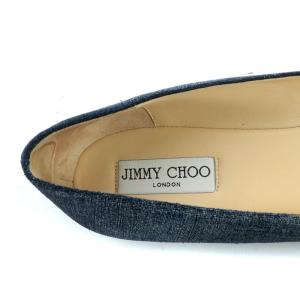 JIMMY CHOO フラットシューズ パンプス パイソン型押し 38 ブルー