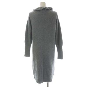 M'S GRACY ウール フリル ロングカーディガン ニット 長袖 チャイニーズラクーン リボン付き 38 グレー