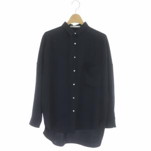 THE SHIRT 長袖シャツ ブラウス 胸ポケット ロゴボタン 1 紺 ネイビー