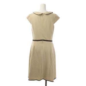 TOCCA ウエストリボンタックワンピース フレア 膝丈 フレンチスリーブ 4 ベージュ ブラック