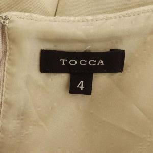 TOCCA ウエストリボンタックワンピース フレア 膝丈 フレンチスリーブ 4 ベージュ ブラック