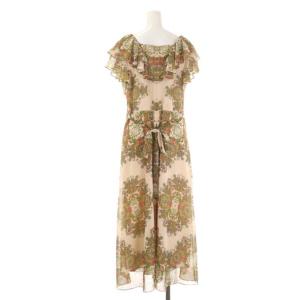 GRACE CONTINENTAL 22AW オーナメントフリルワンピース 36 ピンクベージュ