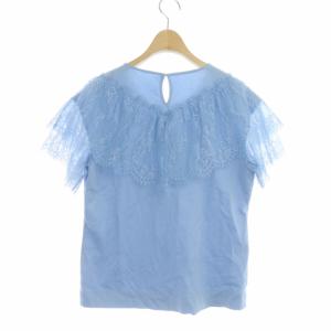 ANAYI 21SS ハイゲージポンチレースプルオーバー カットソー 半袖 38 水色 ライトブルー