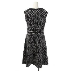TOCCA ワンピース 刺繍 ノースリーブ ひざ丈 4 黒 白 ブラック ホワイト