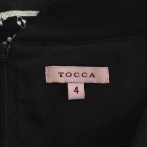 TOCCA ワンピース 刺繍 ノースリーブ ひざ丈 4 黒 白 ブラック ホワイト