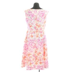 René ノースリーブワンピース フレア ひざ丈 花柄 ラウンドネック 38 ピンク