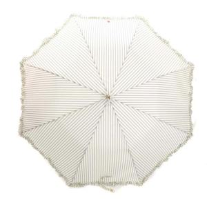 POLO RALPH LAUREN 折りたたみ傘 雨傘 ストライプ フリル 刺繍 白 ホワイト グレー