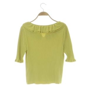 TO BE CHIC ビーグルニット カットソー 半袖 プルオーバー フリル リボン 40 黄緑 イエローグリーン