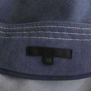 TO BE CHIC ストレッチデニム ワンピース 半袖 ミモレ丈 フレア フロントジップ 38 青 ブルー