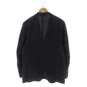 Ermenegildo Zegna カシミヤ テーラードジャケット 3B チェック 薄手 7-54R ダークグレー ブラウン