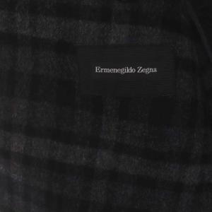 Ermenegildo Zegna ウール チェック テーラードジャケット 2B エルボーパッチ 背抜き 7/54C グレー ブラック