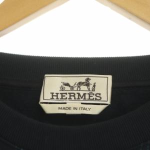 HERMES スウェット プルオーバー ステッチ 裏起毛 クルーネック XXL ブラック