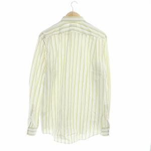 HERMES シャツ 長袖 ストライプ コットン 16 41 スモークイエロー 白 ホワイト