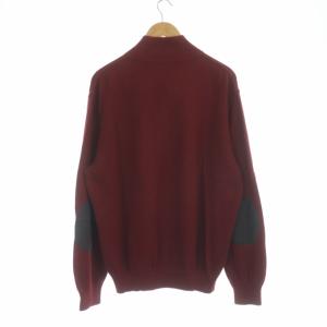 Ermenegildo Zegna カシミヤ ハーフジップ ニットプルオーバー セーター エルボーパッチ 長袖 XL レッド